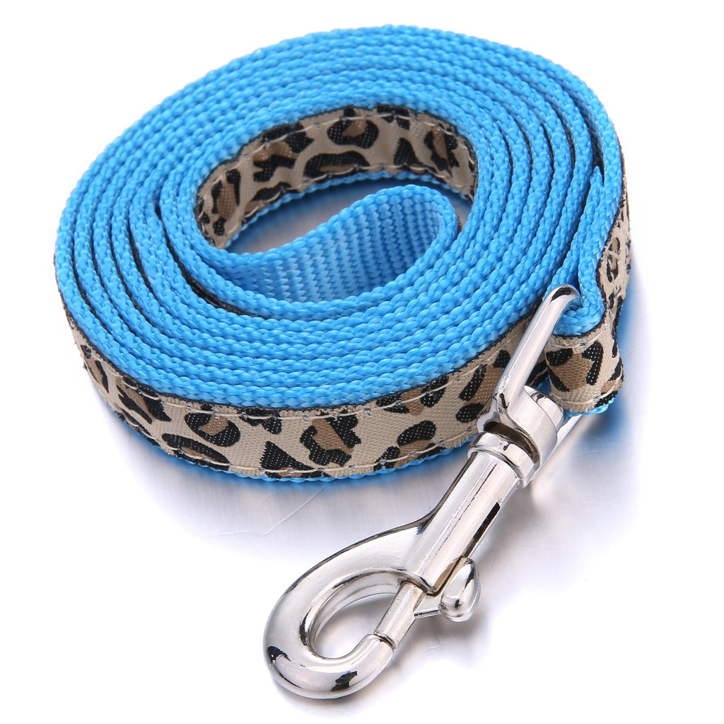 Mile High Life Blue Leopard Dog Harness, Collar, and Leash Set - No Pull Halter for Small Breeds, Size Medium
