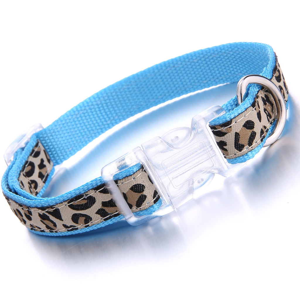 Mile High Life Blue Leopard Dog Harness, Collar, and Leash Set - No Pull Halter for Small Breeds, Size Medium