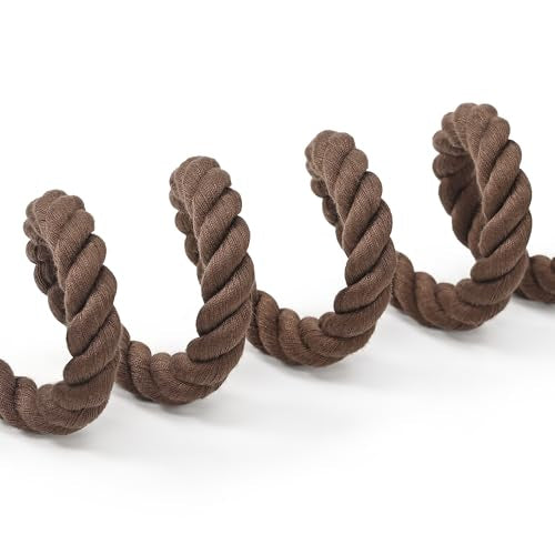 Mile High Life Braided Cotton Dog Leash - Dark Brown, 6FT, Leather Tip, Heavy-Duty Clasp