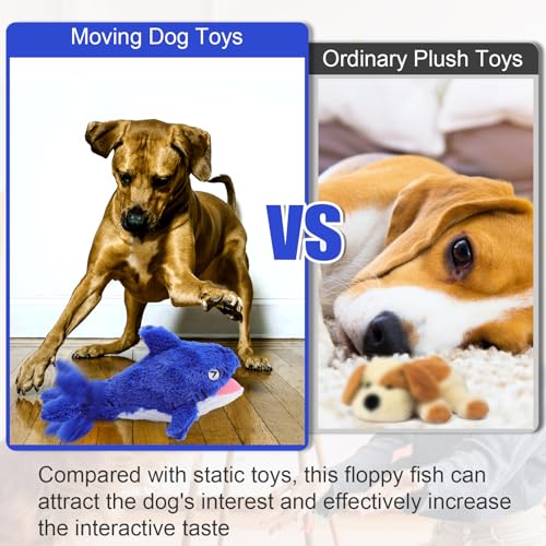 Mity rain 2-in-1 Interactive Shark Dog Toy – Squeaky Plush & Rechargeable Wiggly Fish for Small to Large Dogs