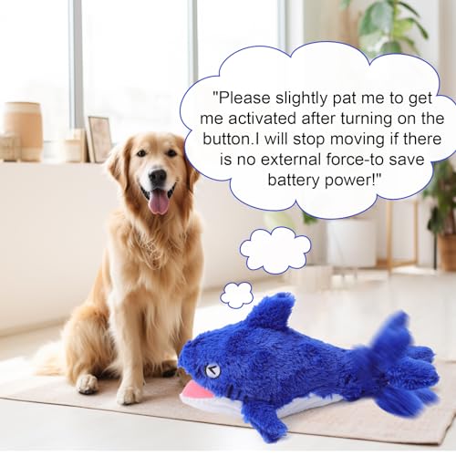 Mity rain 2-in-1 Interactive Shark Dog Toy – Squeaky Plush & Rechargeable Wiggly Fish for Small to Large Dogs