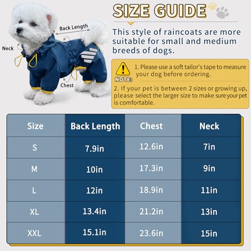 Miucat Waterproof Dog Raincoat with Hood – Blue, Size M for Small to Medium Dogs