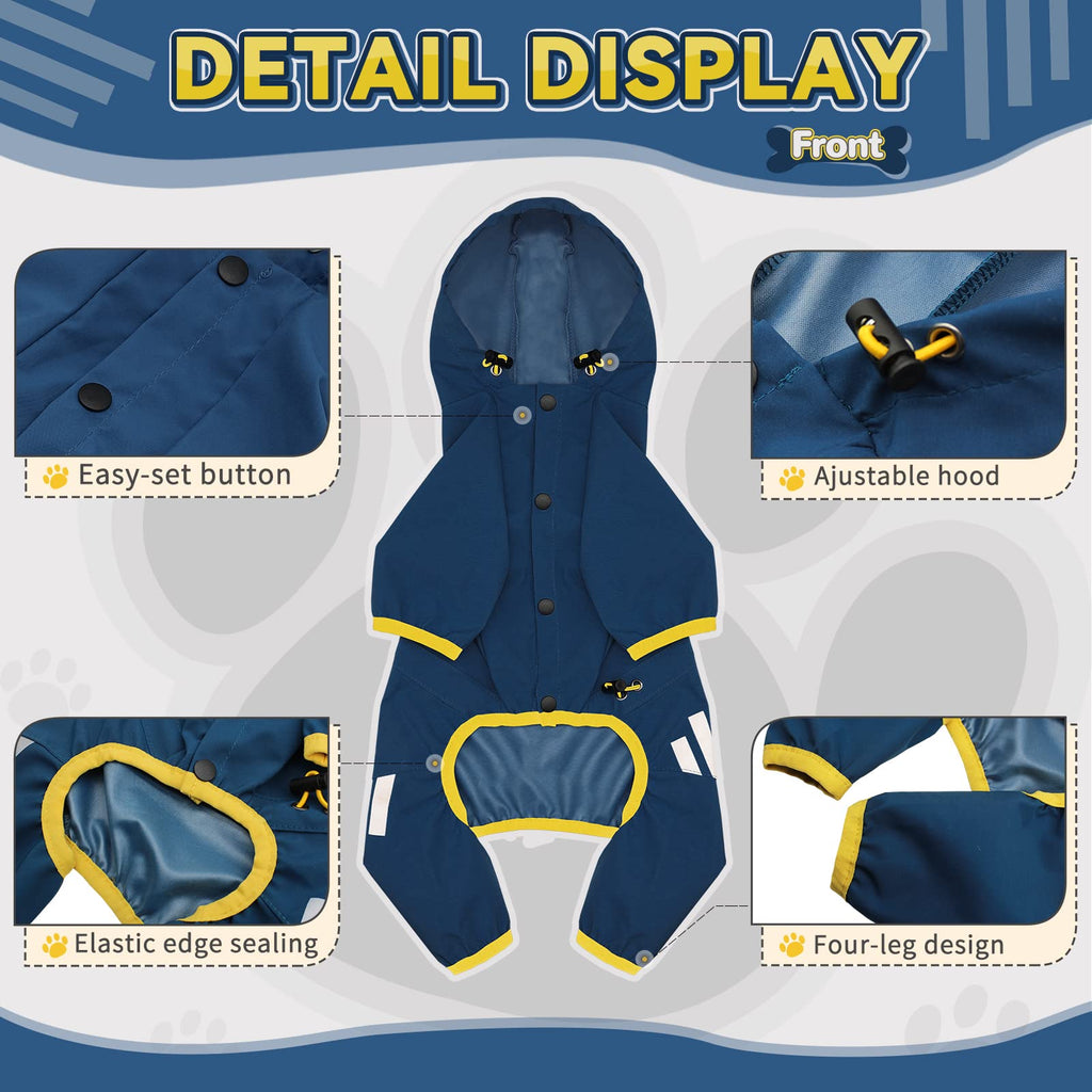 Miucat Waterproof Dog Raincoat with Hood – Blue, Size M for Small to Medium Dogs