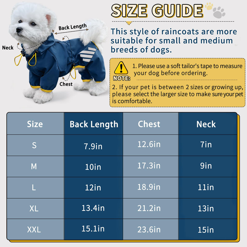 Miucat Waterproof Dog Raincoat with Hood – Blue, Size M for Small to Medium Dogs