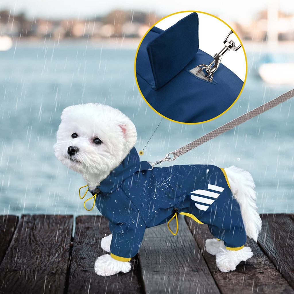 Miucat Waterproof Dog Raincoat with Hood – Blue, Size M for Small to Medium Dogs