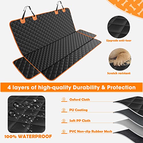 MIXJOY Dog Seat Cover for Back Seat - Waterproof, Nonslip, 4-in-1 Convertible for Cars, Trucks, SUVs