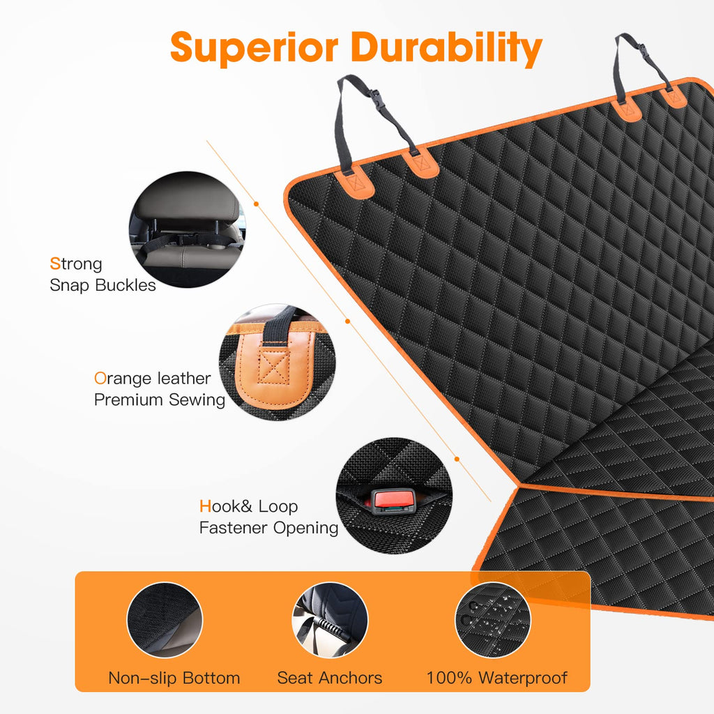 MIXJOY Dog Seat Cover for Back Seat - Waterproof, Nonslip, 4-in-1 Convertible for Cars, Trucks, SUVs