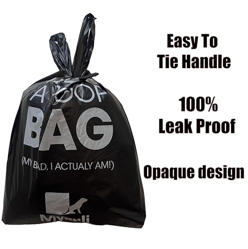 Miyouli 300 Count Extra Thick Black Dog Poop Bags with Handles – Ocean Wind Scented, Corn Starch, 18-Micron, Spillproof