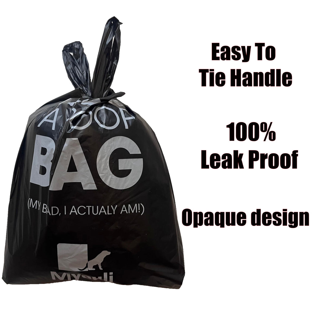 Miyouli 300 Count Extra Thick Black Dog Poop Bags with Handles – Ocean Wind Scented, Corn Starch, 18-Micron, Spillproof