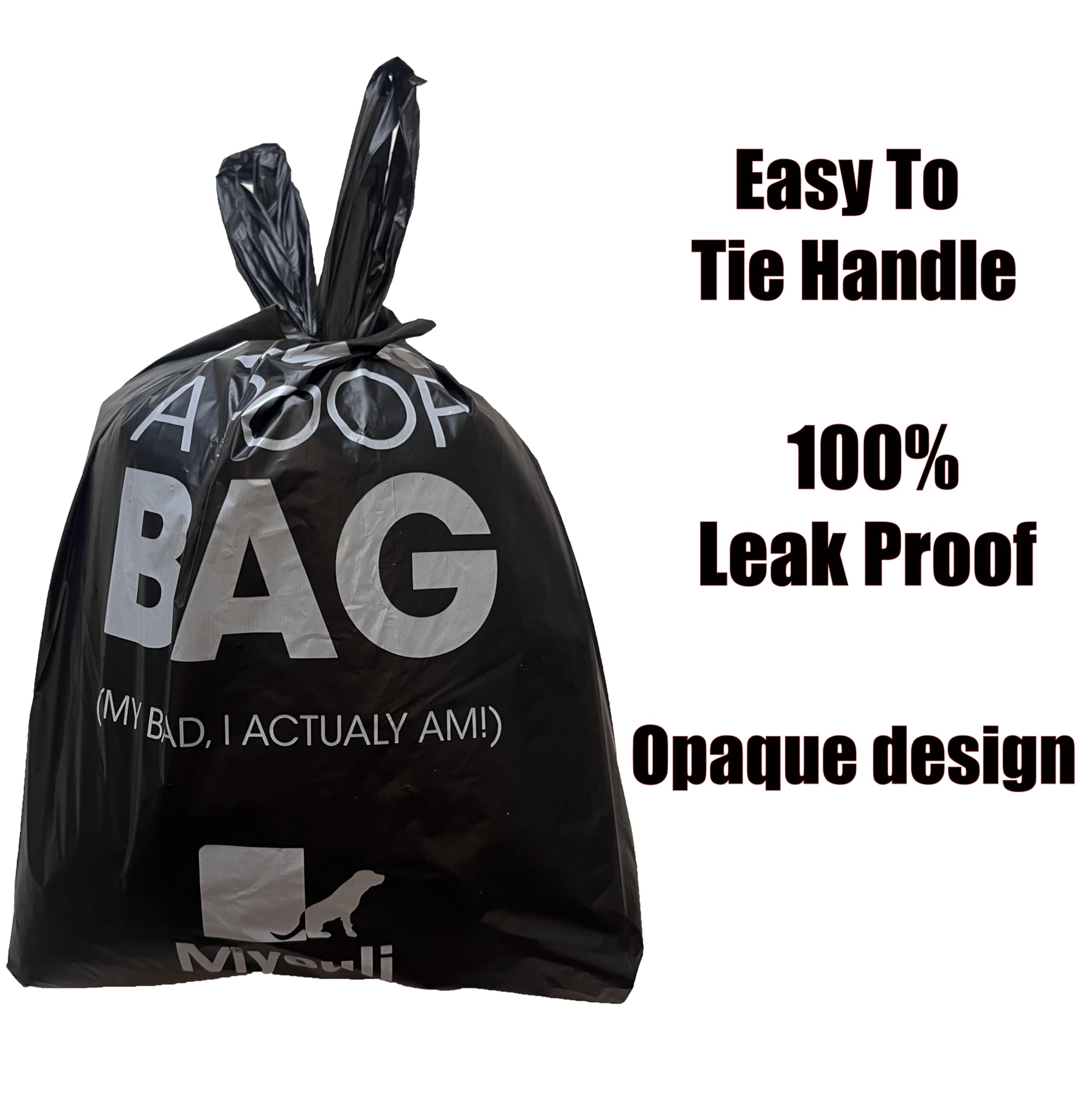 Miyouli 300 Count Extra Thick Black Dog Poop Bags with Handles – Ocean Wind Scented, Corn Starch, 18-Micron, Spillproof