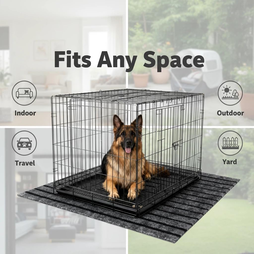 Mluyeri Extra Thick Waterproof Dog Crate Mat 47x31.5 inch for Large Dogs - Non-Slip, Washable Kennel Pad