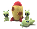 MODERN WAVE Interactive Squeaky Plush Hide and Seek Dog Toy – Spaceship & Aliens, Small