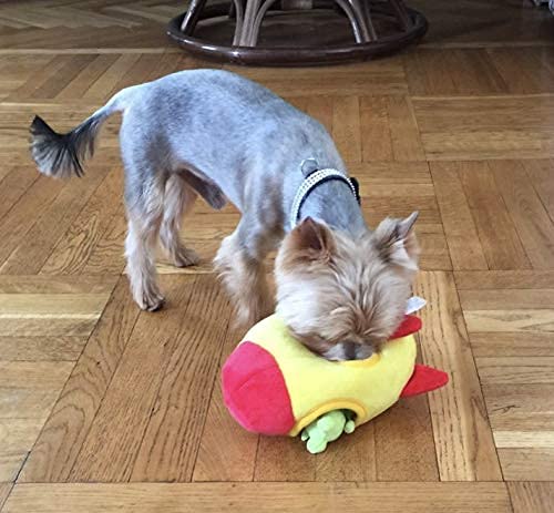 MODERN WAVE Interactive Squeaky Plush Hide and Seek Dog Toy – Spaceship & Aliens, Small
