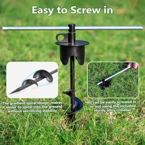 Molvyan Heavy Duty Dog Stake for Large Breeds – 13" Screw-In Ground Anchor, Holds Up to 250 lbs, Rust-Resistant Metal, Portable with Carry Bag