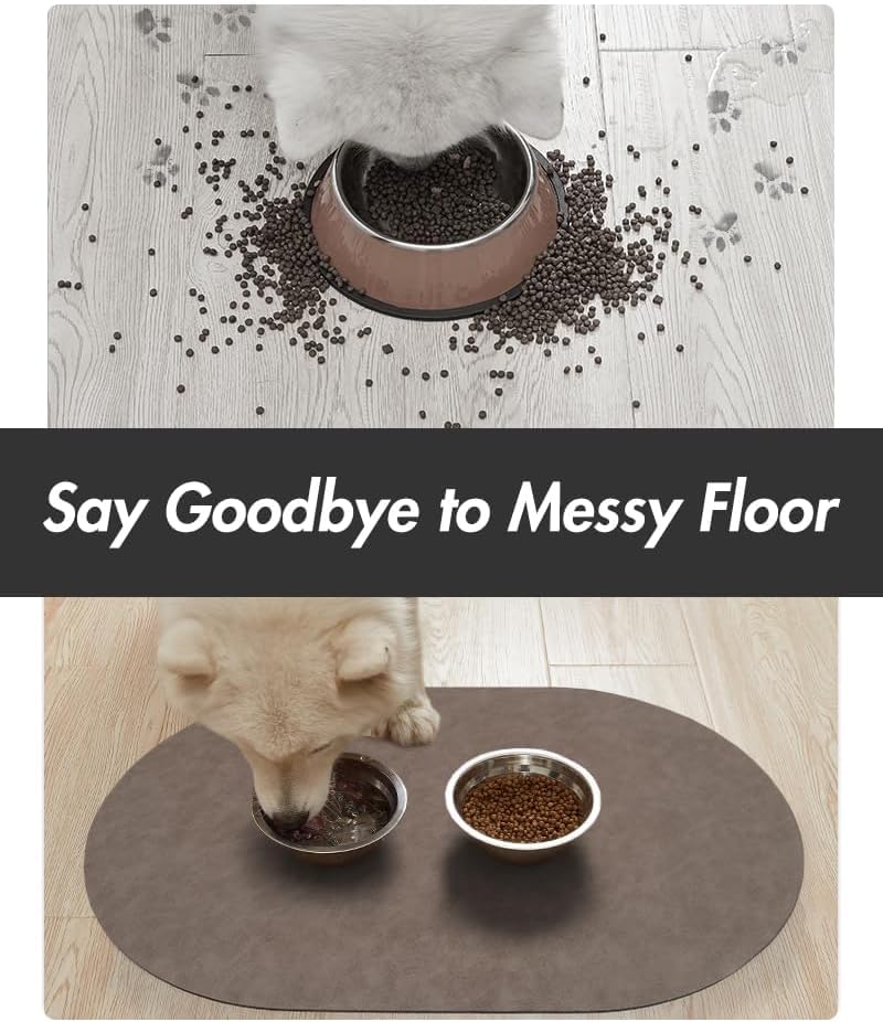 MontVoo Absorbent Dog Food Mat – Quick-Dry, Non-Slip, 22x14 Inches for Messy Eaters