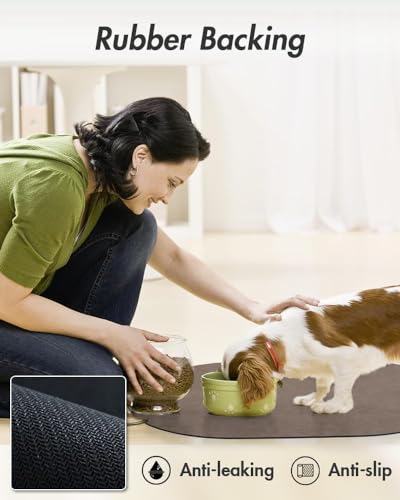 MontVoo Absorbent Dog Food Mat – Quick-Dry, Non-Slip, 22x14 Inches for Messy Eaters