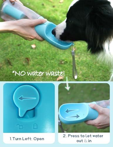 MoonyMars 20oz Portable Dog Water Bottle with Treat Container and Poop Bag Dispenser - Darkblue