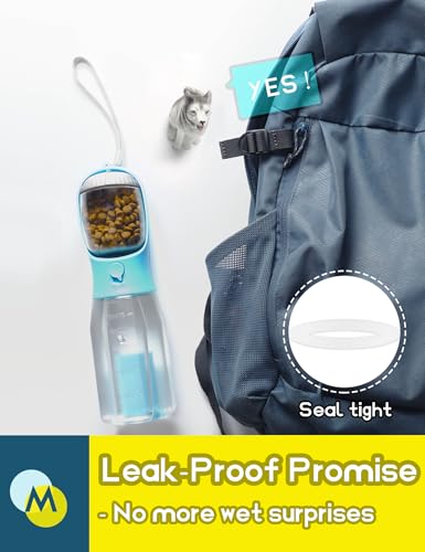 MoonyMars 20oz Portable Dog Water Bottle with Treat Container and Poop Bag Dispenser - Darkblue