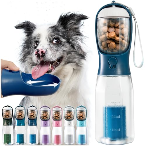 MoonyMars 20oz Portable Dog Water Bottle with Treat Container and Poop Bag Dispenser - Darkblue
