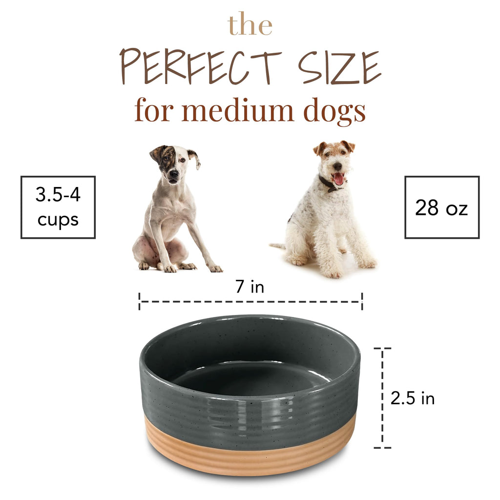 MORA Ceramic Pet Bowl Medium 28oz Charcoal – Lead-Free Porcelain Dish for Dogs & Cats