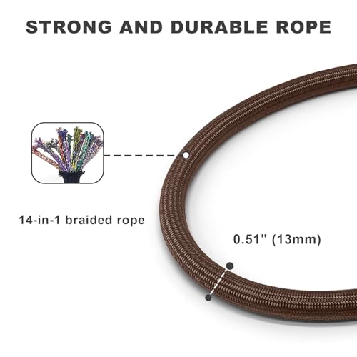 MORXIL 6-Foot Heavy Duty Rope Dog Leash with Auto-Locking Carabiner – Brown