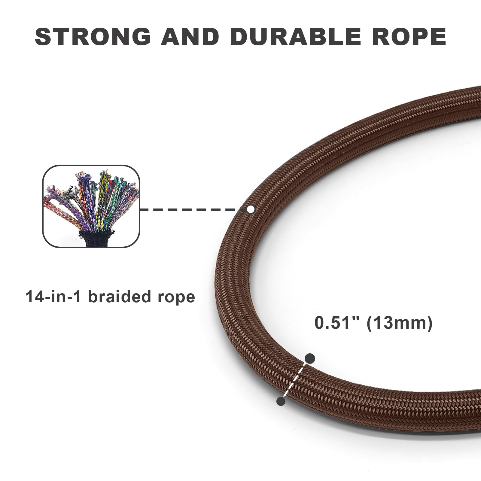 MORXIL 6-Foot Heavy Duty Rope Dog Leash with Auto-Locking Carabiner – Brown