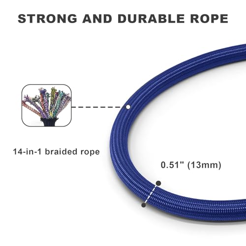 MORXIL 6-Foot Two-Handle Rope Dog Leash – Heavy Duty with Auto-Locking Carabiner, Blue