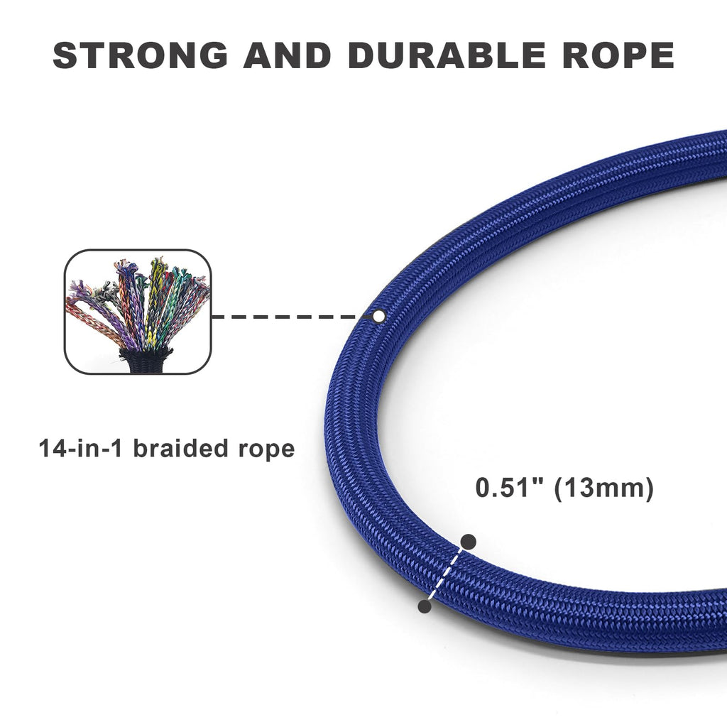 MORXIL 6-Foot Two-Handle Rope Dog Leash – Heavy Duty with Auto-Locking Carabiner, Blue