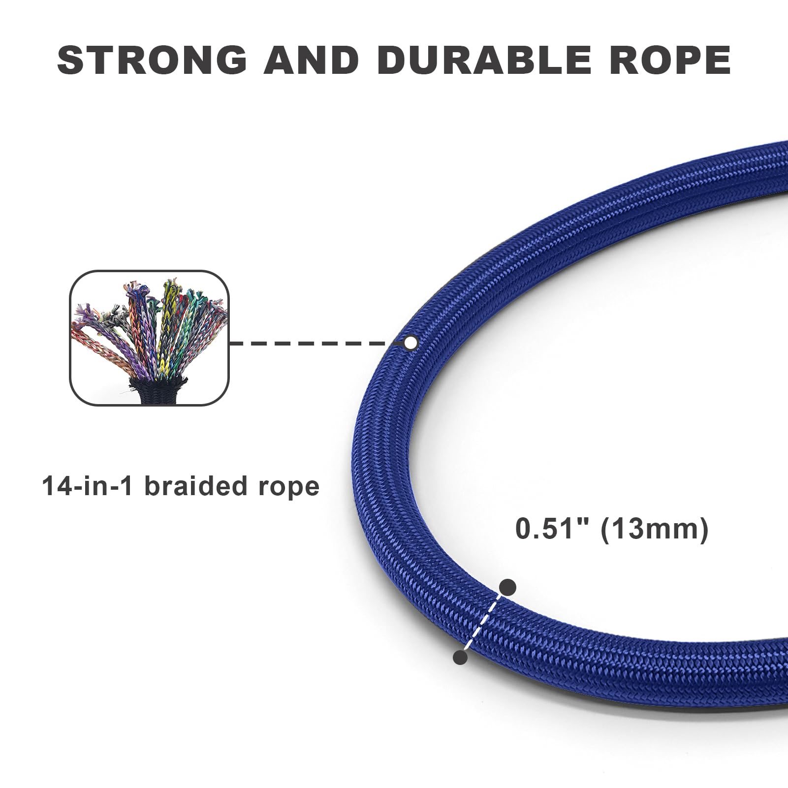 MORXIL 6-Foot Two-Handle Rope Dog Leash – Heavy Duty with Auto-Locking Carabiner, Blue