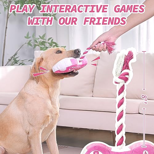 MTERSN Pink Game Controller Dog Toy with Squeakers and Crinkle Paper - Interactive Plush for Puppies and Small to Medium Dogs