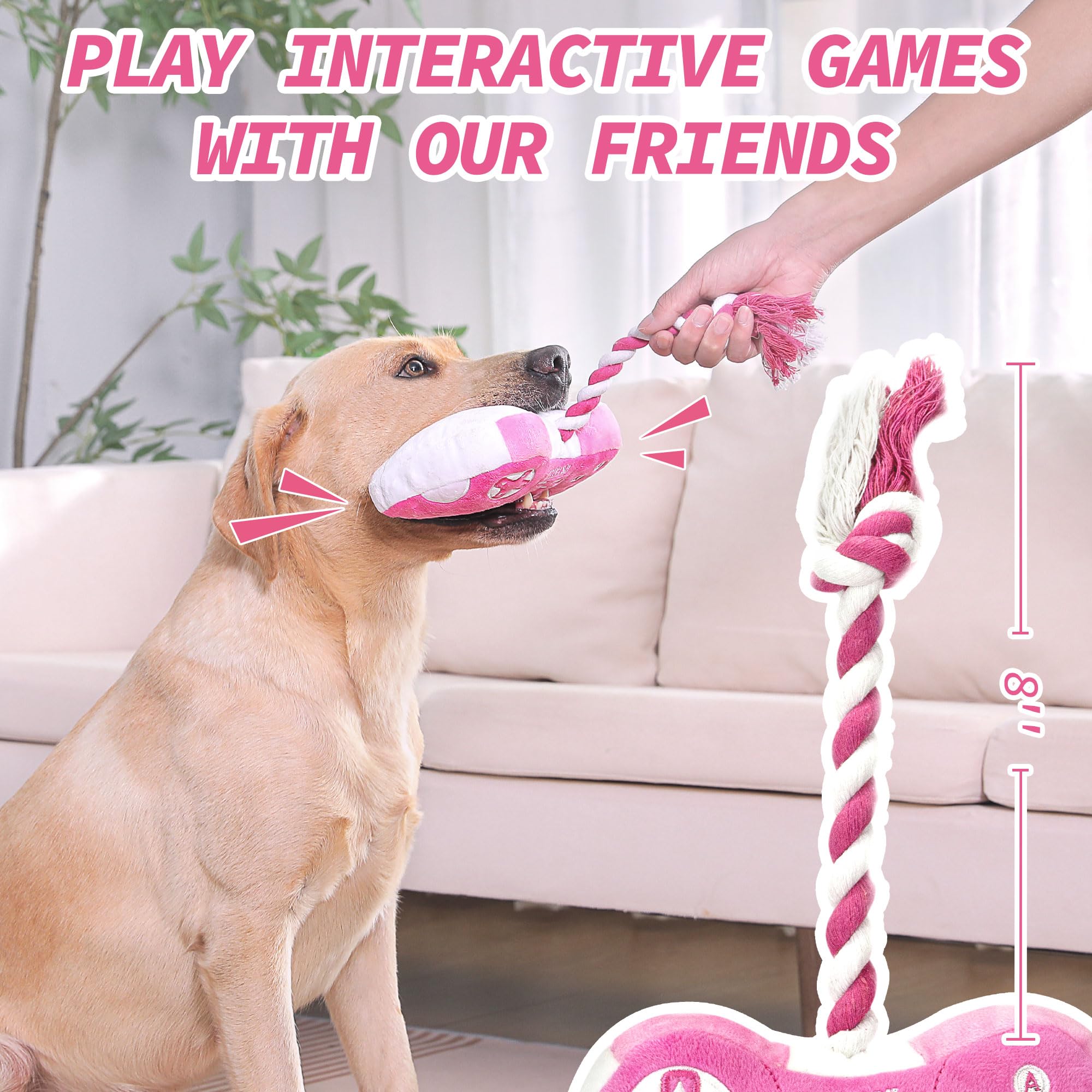 MTERSN Pink Game Controller Dog Toy with Squeakers and Crinkle Paper - Interactive Plush for Puppies and Small to Medium Dogs