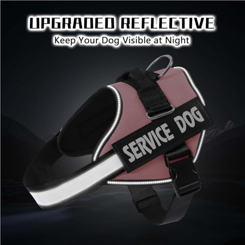 MUMUPET Service Dog Harness, No Pull Reflective Vest with Handle, Soft Padding for Large Dogs, Pink
