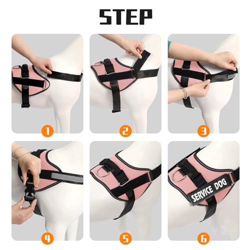 MUMUPET Service Dog Harness, No Pull Reflective Vest with Handle, Soft Padding for Large Dogs, Pink