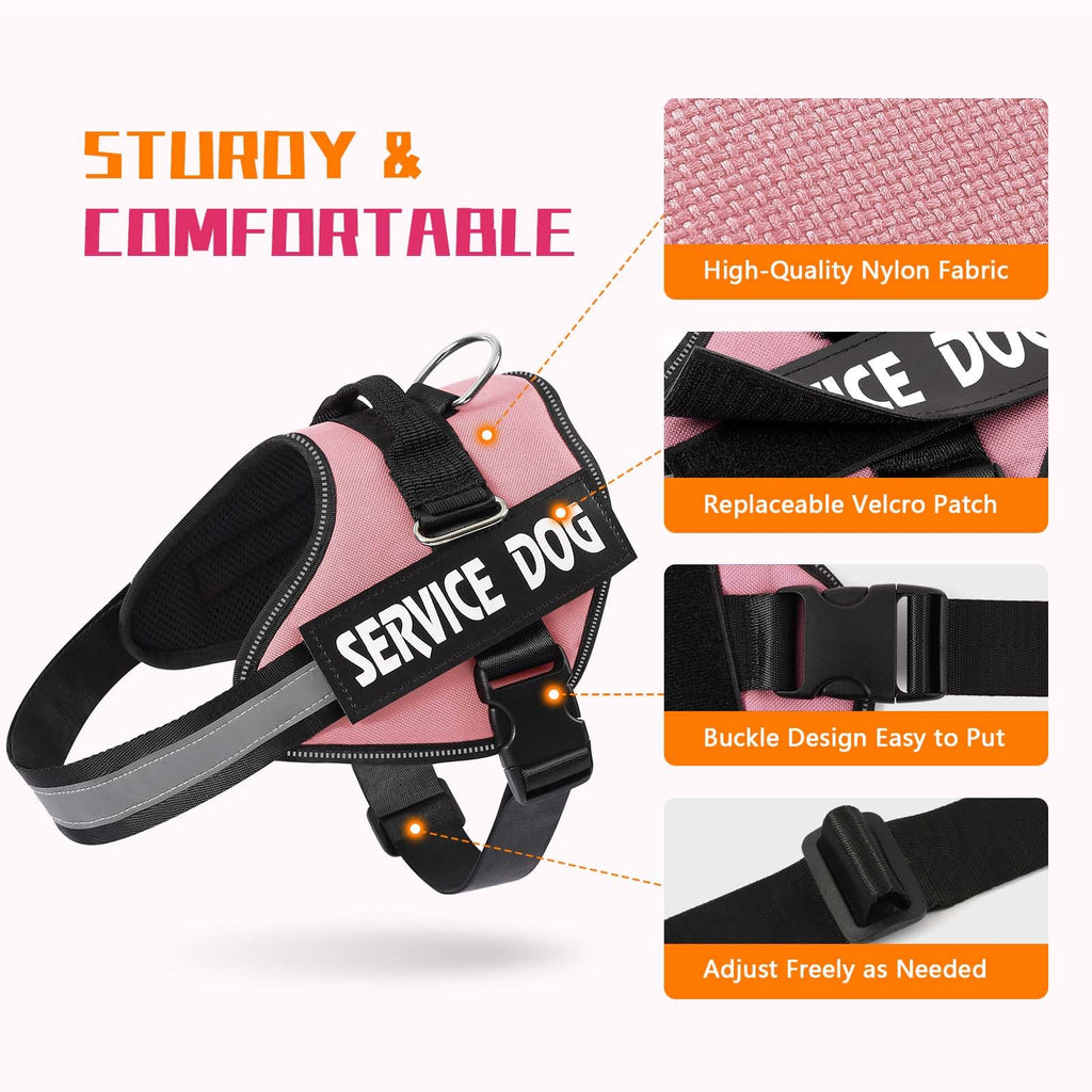 MUMUPET Service Dog Harness, No Pull Reflective Vest with Handle, Soft Padding for Large Dogs, Pink