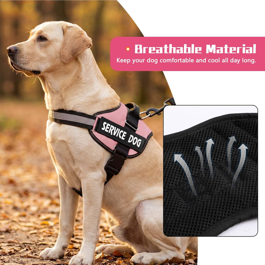 MUMUPET Service Dog Harness, No Pull Reflective Vest with Handle, Soft Padding for Large Dogs, Pink
