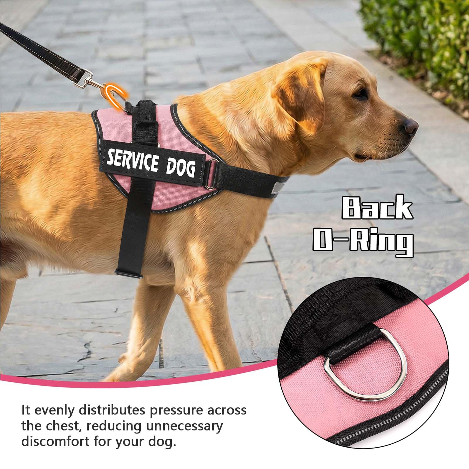 MUMUPET Service Dog Harness, No Pull Reflective Vest with Handle, Soft Padding for Large Dogs, Pink