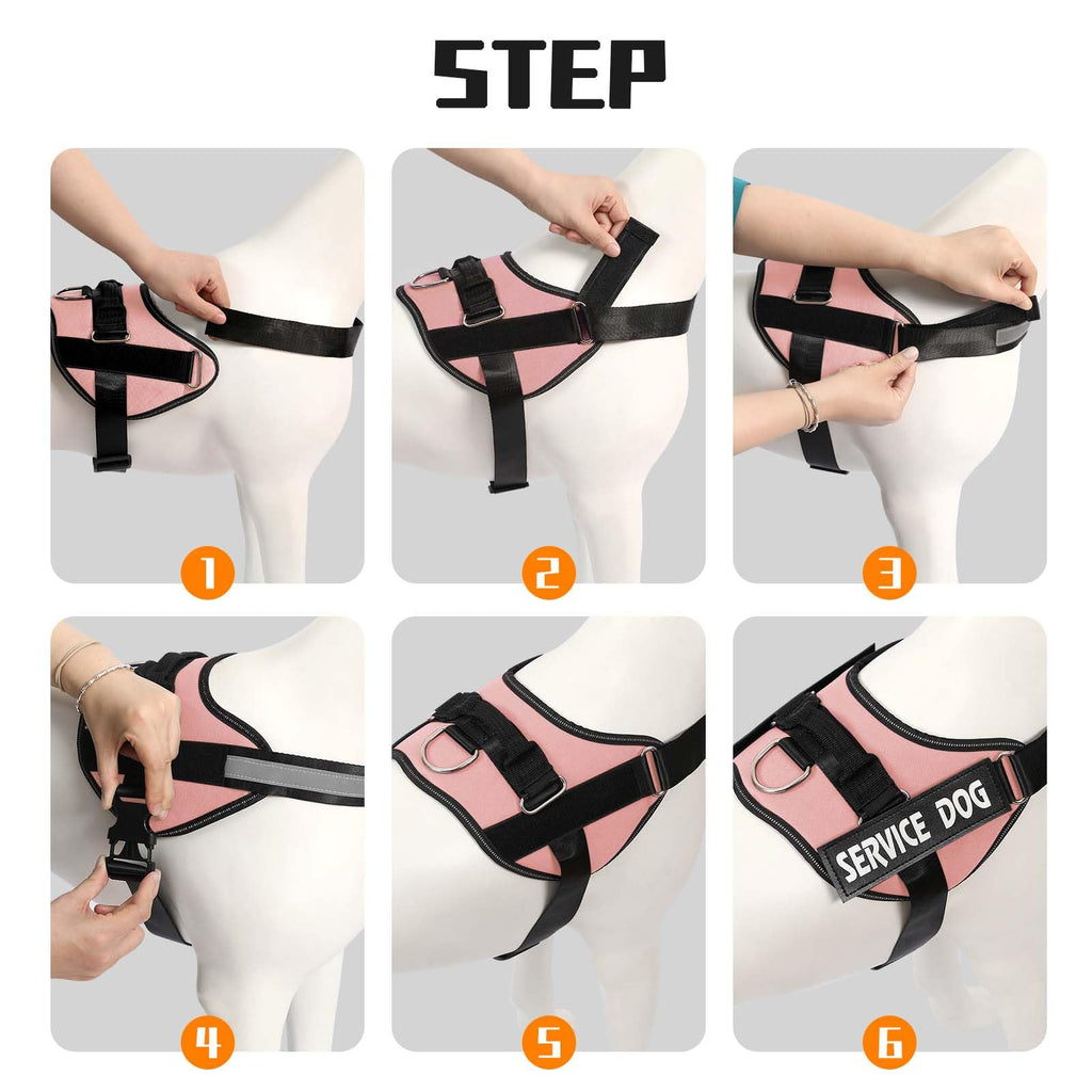 MUMUPET Service Dog Harness, No Pull Reflective Vest with Handle, Soft Padding for Large Dogs, Pink