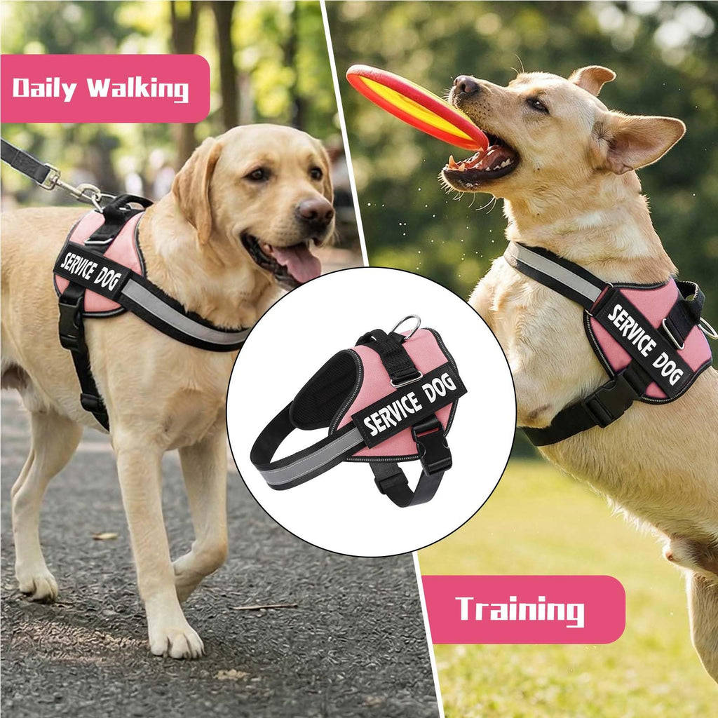 MUMUPET Service Dog Harness, No Pull Reflective Vest with Handle, Soft Padding for Large Dogs, Pink