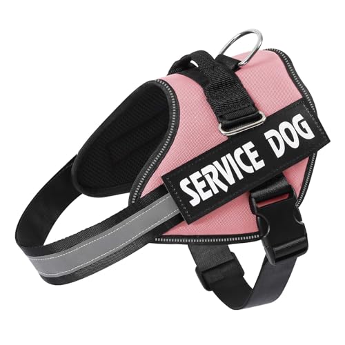 MUMUPET Service Dog Harness, No Pull Reflective Vest with Handle, Soft Padding for Large Dogs, Pink
