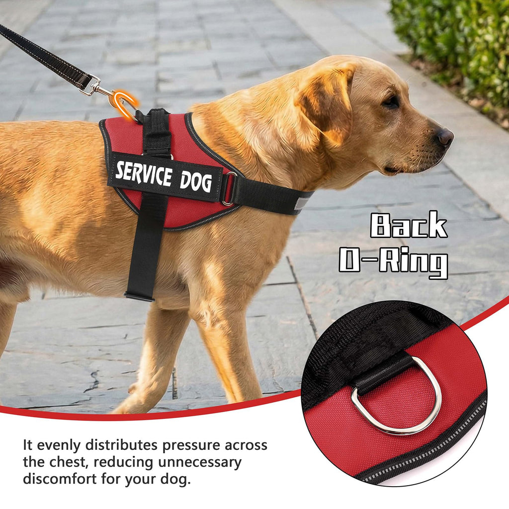MUMUPET Service Dog Vest Harness - No Pull, Reflective, Adjustable with Handle, Soft Padding, 2 Patches (Red, Large)