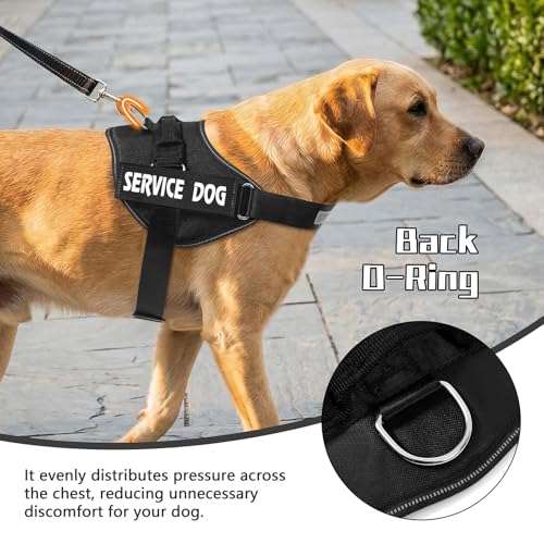 MUMUPET Service Dog Vest Harness for Large Dogs - No Pull, Reflective, with Handle and Two Patches (Black)