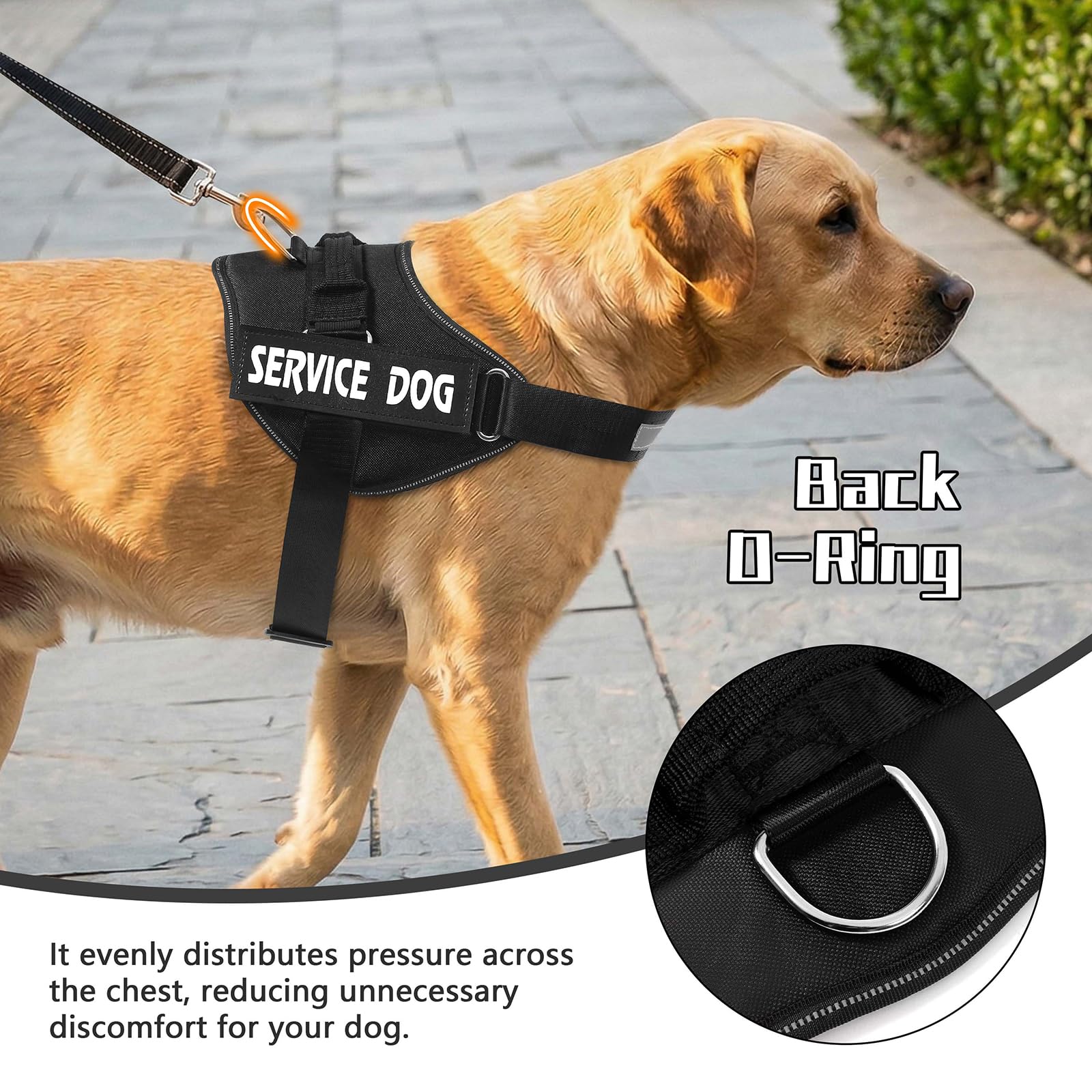 MUMUPET Service Dog Vest Harness for Large Dogs - No Pull, Reflective, with Handle and Two Patches (Black)
