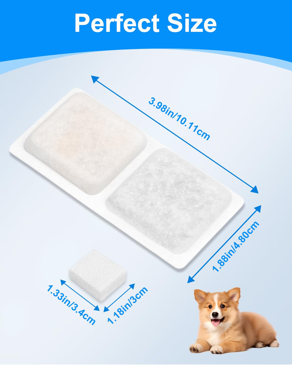 MyfatBOSS 8+8 Pack Dog Water Fountain Filter Replacement for 3.4Gal/13L Pet Fountains – Carbon and Sponge Filters