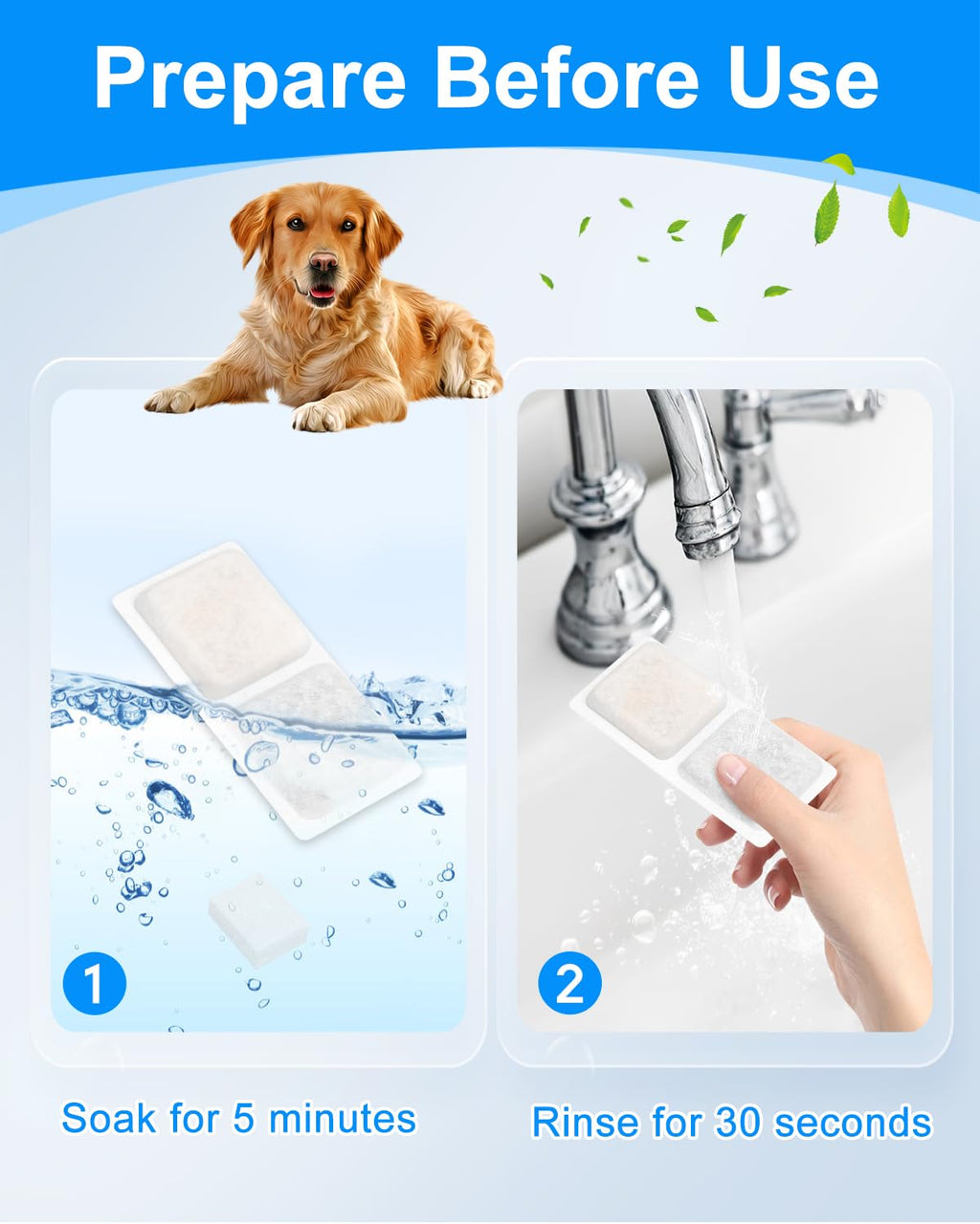 MyfatBOSS 8+8 Pack Dog Water Fountain Filter Replacement for 3.4Gal/13L Pet Fountains – Carbon and Sponge Filters