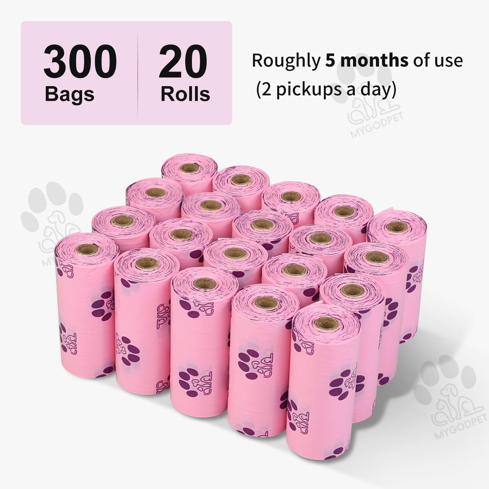 MYGODPET 300 Count Lavender Scented Biodegradable Dog Poop Bags Rolls - EPI Degradable Leak Proof Waste Bags for Dogs and Cats, 9x13 Inch