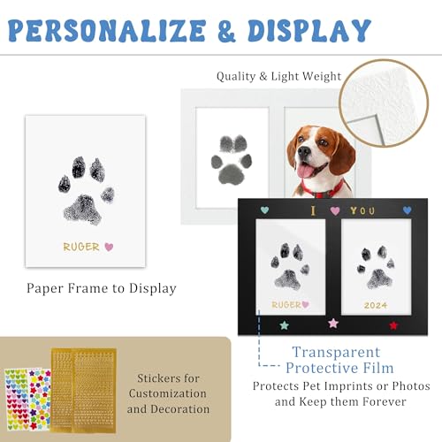 MYPAWLETS Inkless Pet Paw Print Kit - Mess-Free Clean Touch Ink Pad for Dog & Cat Prints, 4 Pack