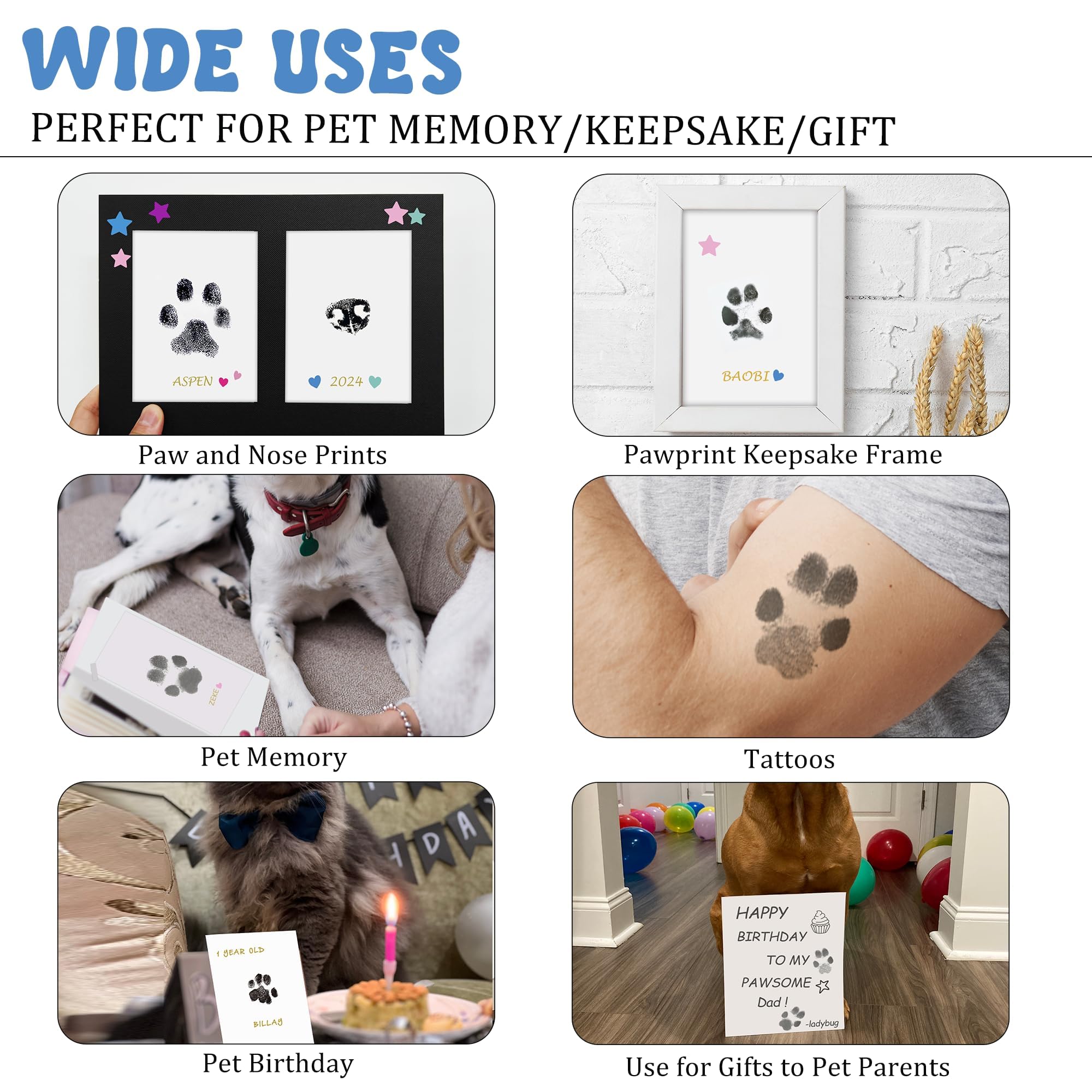 MYPAWLETS Inkless Pet Paw Print Kit - Mess-Free Clean Touch Ink Pad for Dog & Cat Prints, 4 Pack