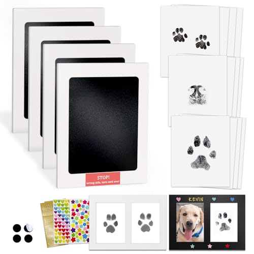 MYPAWLETS Inkless Pet Paw Print Kit - Mess-Free Clean Touch Ink Pad for Dog & Cat Prints, 4 Pack