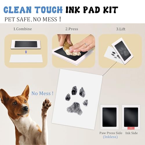 MYPAWLETS Inkless Pet Paw Print Kit - Mess-Free Clean Touch Ink Pad for Dog & Cat Prints, 4 Pack
