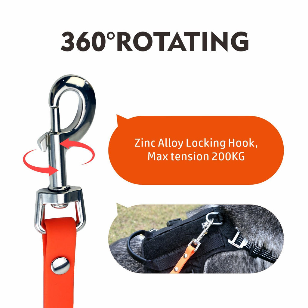 myyAA 16ft Orange Biothane Dog Leash – Waterproof, Heavy Duty, 700lb Pull Strength
